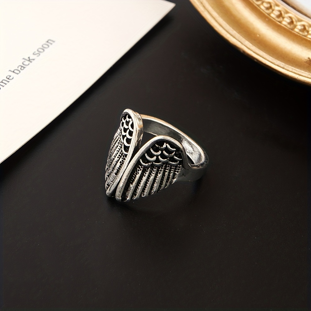 Angel Wings Ring Vintage Alloy Opening Adjustable Fashionable Finger Ring
